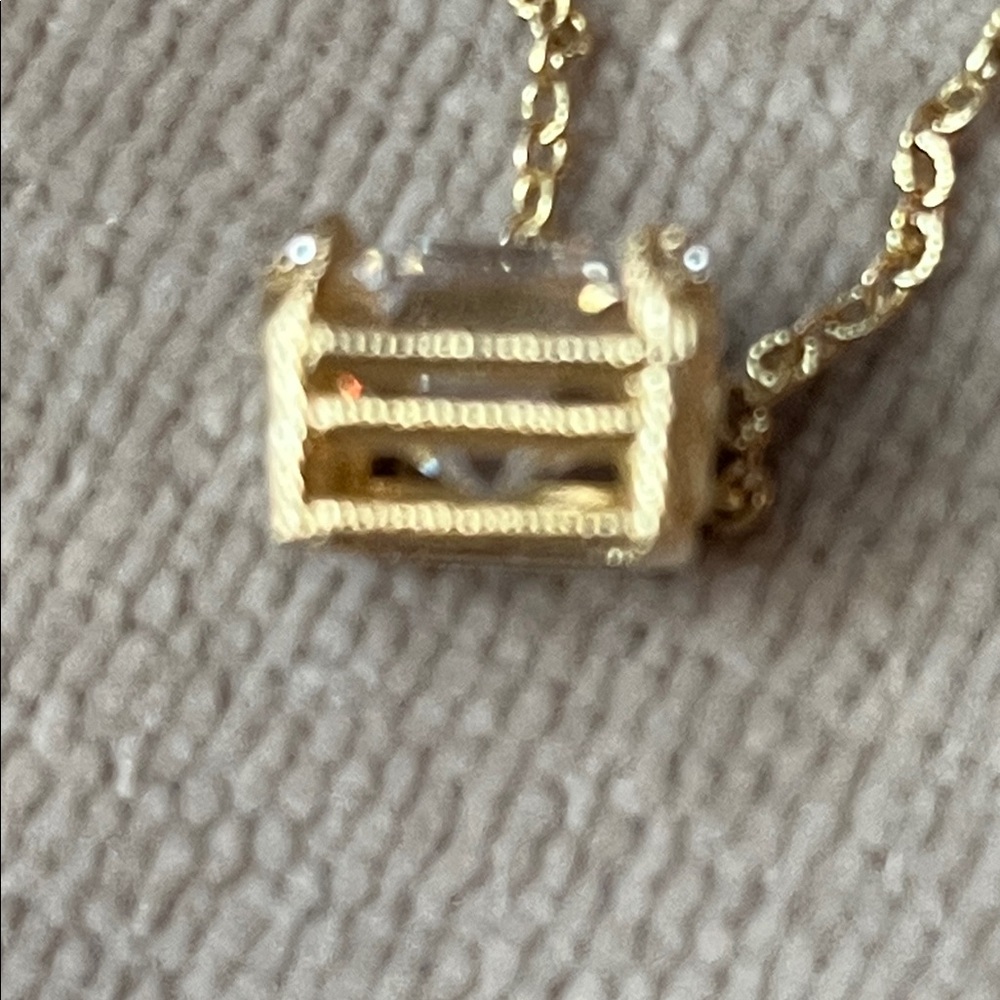 Judith Ripka Gold Clad Silver 925 Necklace w Cubic Zirconia Square Pendant NWOT - Picture 13 of 16